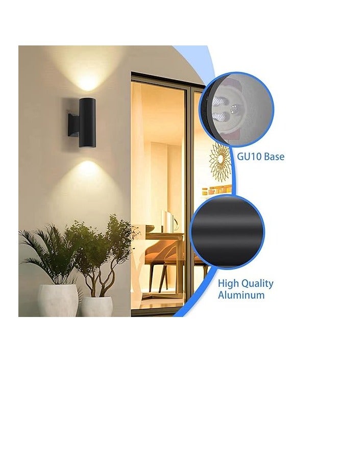 ESNCO Outdoor Black Wall Light Mains Powered, GU10 Warm White Base Up and Down Exterior Wall Sconce, IP65 Waterproof Outside Wall Lamp for Front Door, Porch, Garden, Patio - Image 4