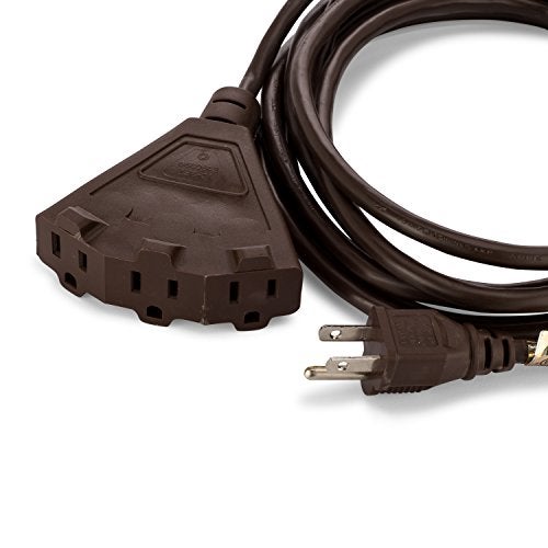 HLO Lighting Holiday Lighting Outlet 15-Foot Brown Extension Cord, 3-Prong Indoor & Outdoor Splitter, Perfect for Landscape Lighting - Image 2
