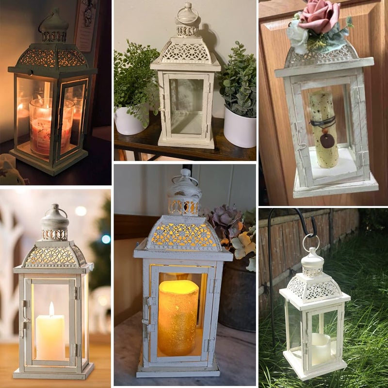 NEEDOMO 14.4" Lanterns Decorations Indoor, Hanging Candle Lantern Outdoor, Vintage Large Lantern Decor with Clear Glass, Metal Candle Holder for Home, Table, Patio, Rustic Farmhouse Wedding, Christmas - Image 4