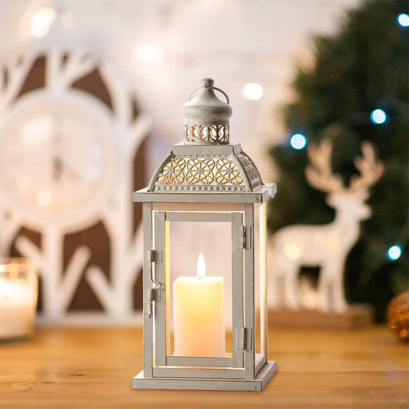 NEEDOMO 14.4" Lanterns Decorations Indoor, Hanging Candle Lantern Outdoor, Vintage Large Lantern Decor with Clear Glass, Metal Candle Holder for Home, Table, Patio, Rustic Farmhouse Wedding, Christmas - Image 2