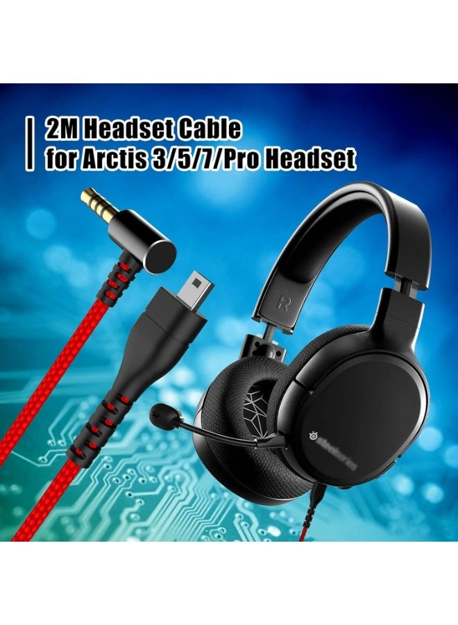 Replacement for Arctis Headset Cord, Audio Cable for SteelSeries Arctis 7, Arctis 5, Arctis 3, Arctis Pro Wireless, Arctis Pro Gaming Headsets Cable, 6.5 Feet/2.0 M Nylon Braided Wire-Red - Image 2