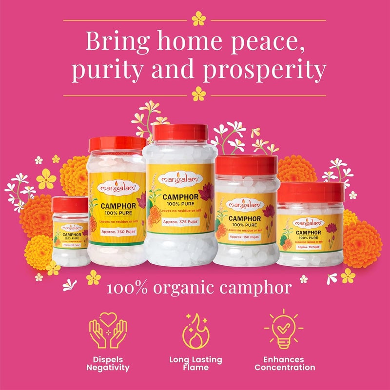 Mangalam Camphor Tablet 250g Jar - Pack of 2 | 100% Pure | For Puja, Festivals & Other Religious Ritual | No Dangerous Chemicals | Leaves No Residue Or Ash - Image 4