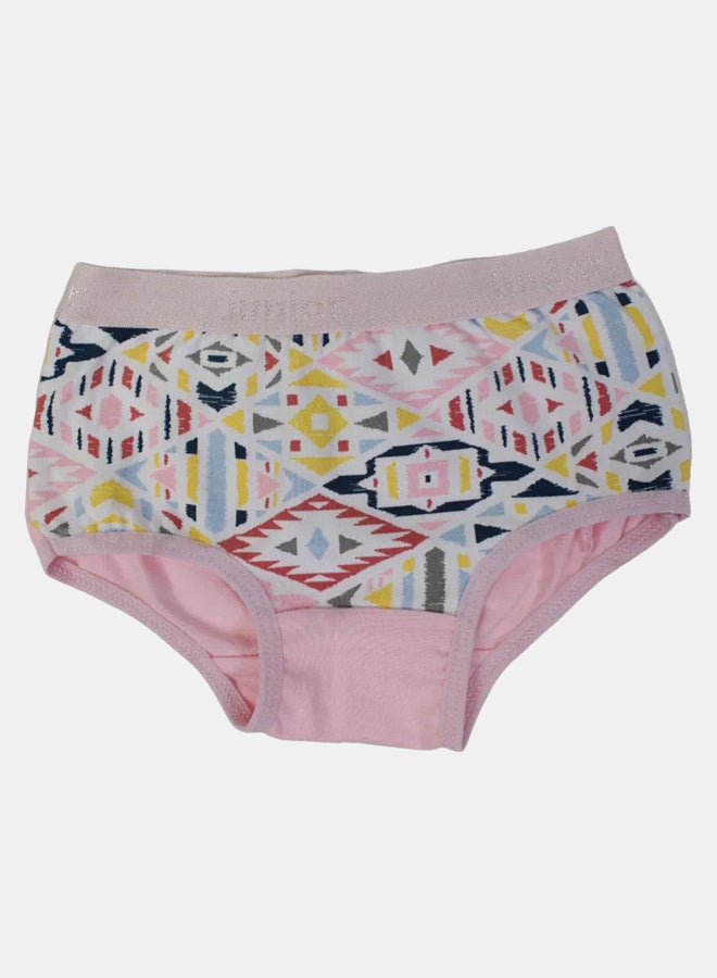 Junior Girls Cotton Panties – Pink Triangular Print - Image 1