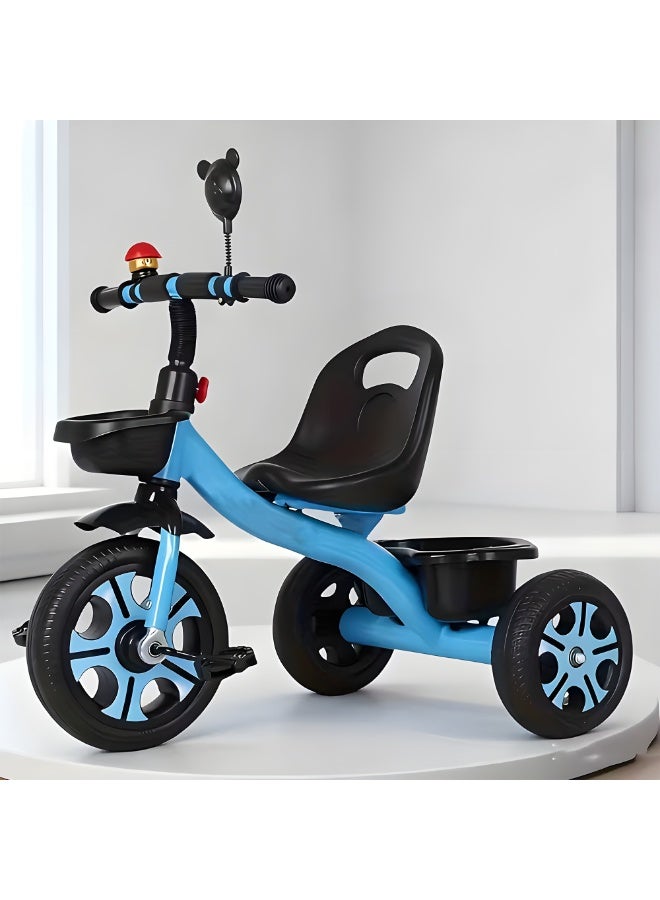 MarkedOne Kids 3-Wheel Tricycle with Push Handle - Adjustable Seat & Backrest - Kids Tricycle with EVA Wheels and Storage Tray – Tricycle for Toddlers Ages 3-8 Years - Tricycle for Kids Blue - Image 1