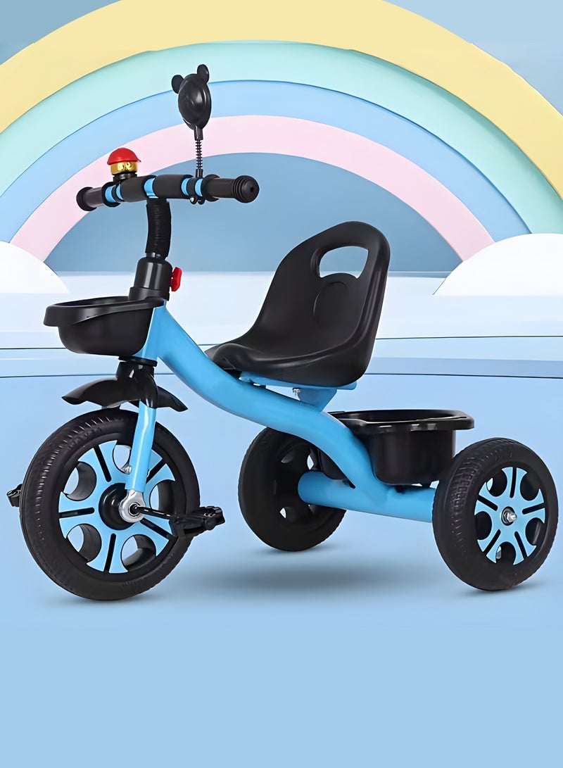 MarkedOne Kids 3-Wheel Tricycle with Push Handle - Adjustable Seat & Backrest - Kids Tricycle with EVA Wheels and Storage Tray – Tricycle for Toddlers Ages 3-8 Years - Tricycle for Kids Blue - Image 2