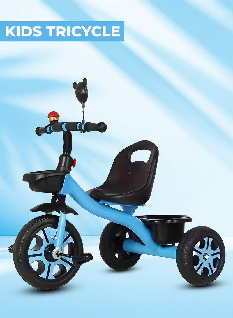 MarkedOne Kids 3-Wheel Tricycle with Push Handle - Adjustable Seat & Backrest - Kids Tricycle with EVA Wheels and Storage Tray – Tricycle for Toddlers Ages 3-8 Years - Tricycle for Kids Blue - Image 1