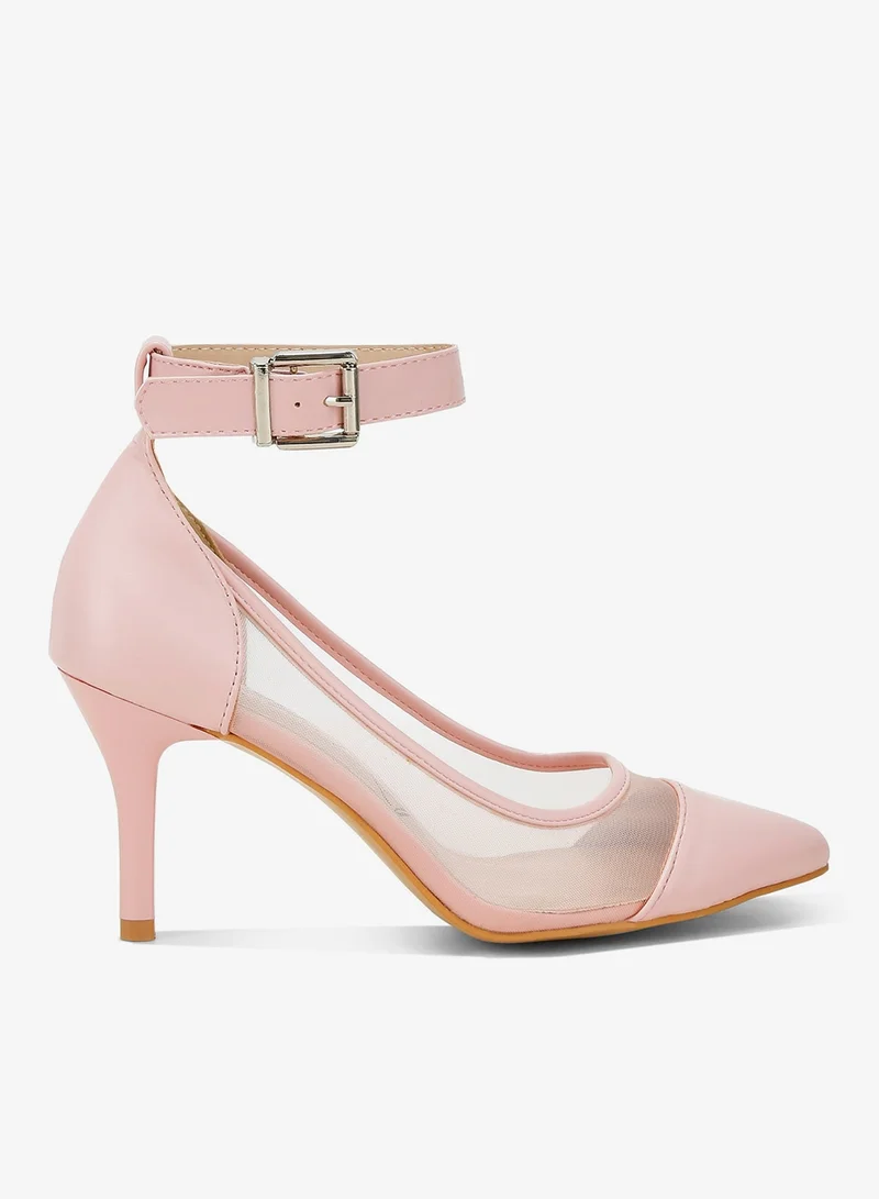 Pointy Toe Ankle Strap Pumps in Pink