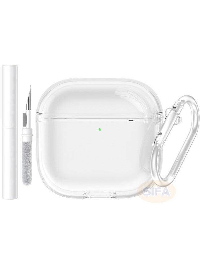 ماركة غير محددة حافظة Airpods 4 مع سلسلة مفاتيح، حافظة Airpods من الجيل الرابع مع مجموعة تنظيف، غطاء ناعم مقاوم للصدمات والسقوط من مادة TPU لسماعات Apple Airpods 4 2024 (شفاف)  - Image 1