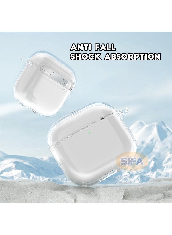 ماركة غير محددة حافظة Airpods 4 مع سلسلة مفاتيح، حافظة Airpods من الجيل الرابع مع مجموعة تنظيف، غطاء ناعم مقاوم للصدمات والسقوط من مادة TPU لسماعات Apple Airpods 4 2024 (شفاف)  - Image 2