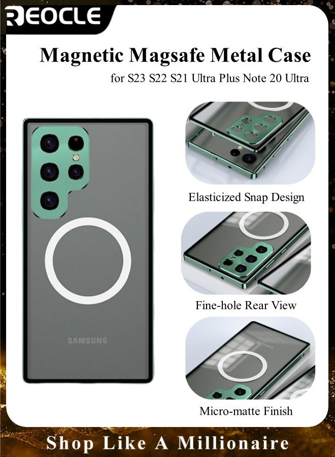 REOCLE Samsung S23 Ultra Case with Yellowing Resistant Protection Magnetic Magsafe Metal Case for Samsung Galaxy S23 S22 S21 Ultra Plus Note 20 Ultra - Image 1