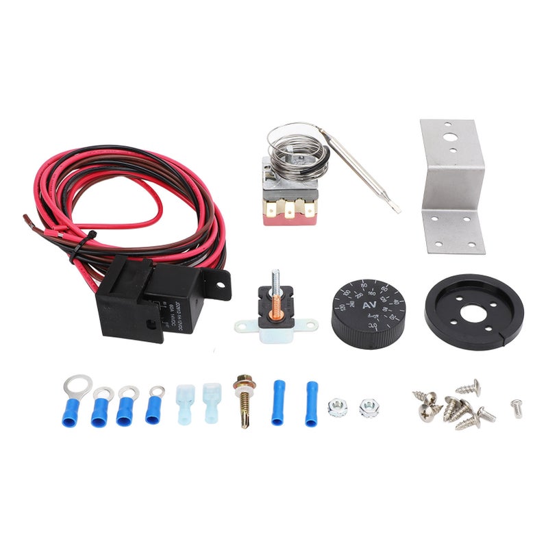 مجموعة أسلاك ريلاي تحكم منظم حرارة المروحة الكهربائية DC12V 60 قابلة للتعديل وتتناسب بشكل عالمي مع السيارات والشاحنات - Image 1