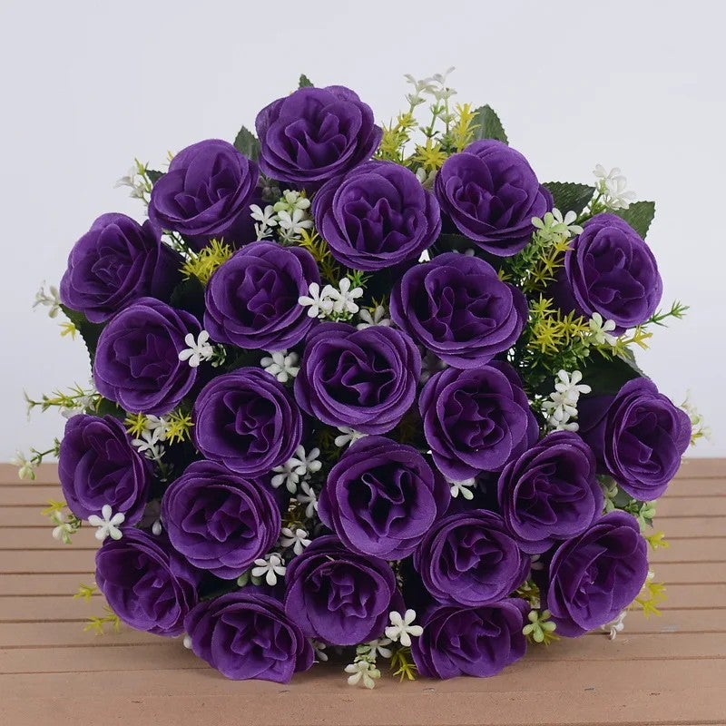Bluejw Silk Rose Tea Table Set Handmade Christmas Mother's Day Dried Flower Lead Road Bouquet Wedding Thanksgiving Home Decor Dried Plants - Image 1