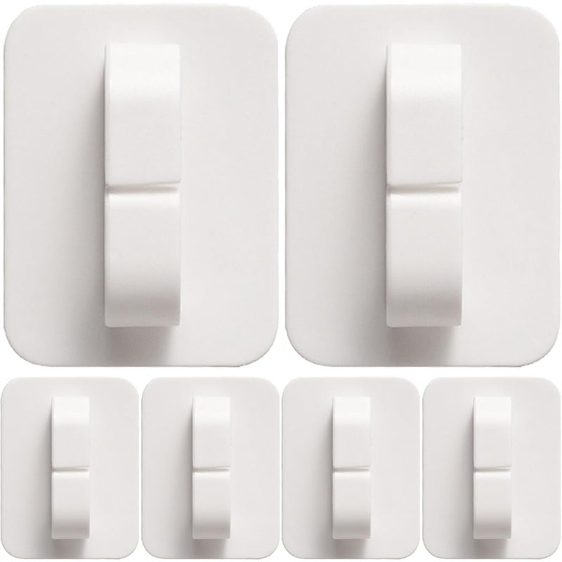 6 Pack Self Adhesive Heavy Duty Wall Hooks White Plastic Ring For Kitchen Bathroom - Image 2