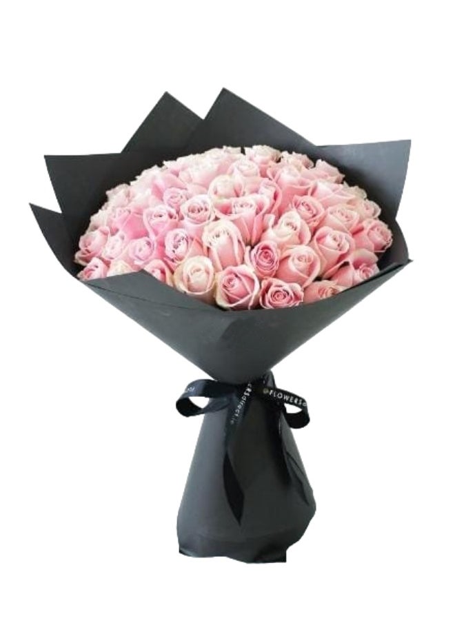 Share the Love 50 Long Stem Pink Rose Hand-tied - Fresh Flower 