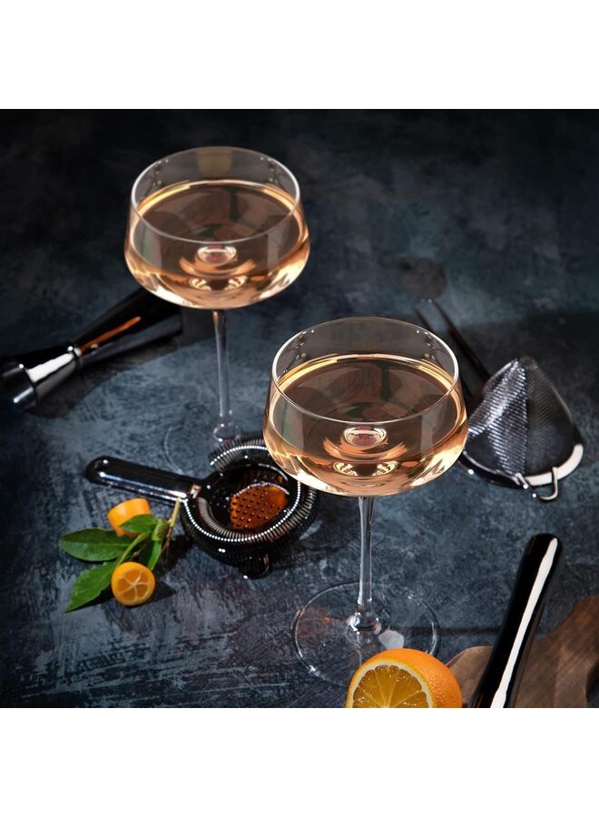 LAMAY 6PCS Crystal Glass Cocktail Glass Set, Unique Convex Bottom, Elegant Hand Blown Glasses for Bars Cocktails - Image 4