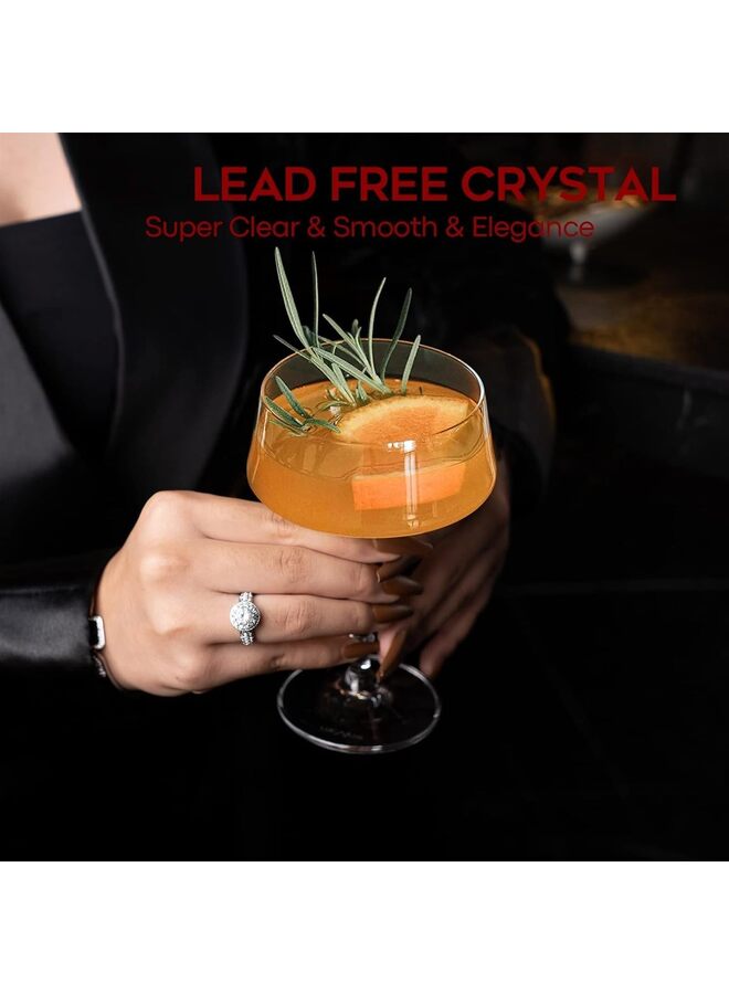 LAMAY 6PCS Crystal Glass Cocktail Glass Set, Unique Convex Bottom, Elegant Hand Blown Glasses for Bars Cocktails - Image 2