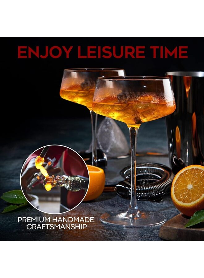 LAMAY 6PCS Crystal Glass Cocktail Glass Set, Unique Convex Bottom, Elegant Hand Blown Glasses for Bars Cocktails - Image 3