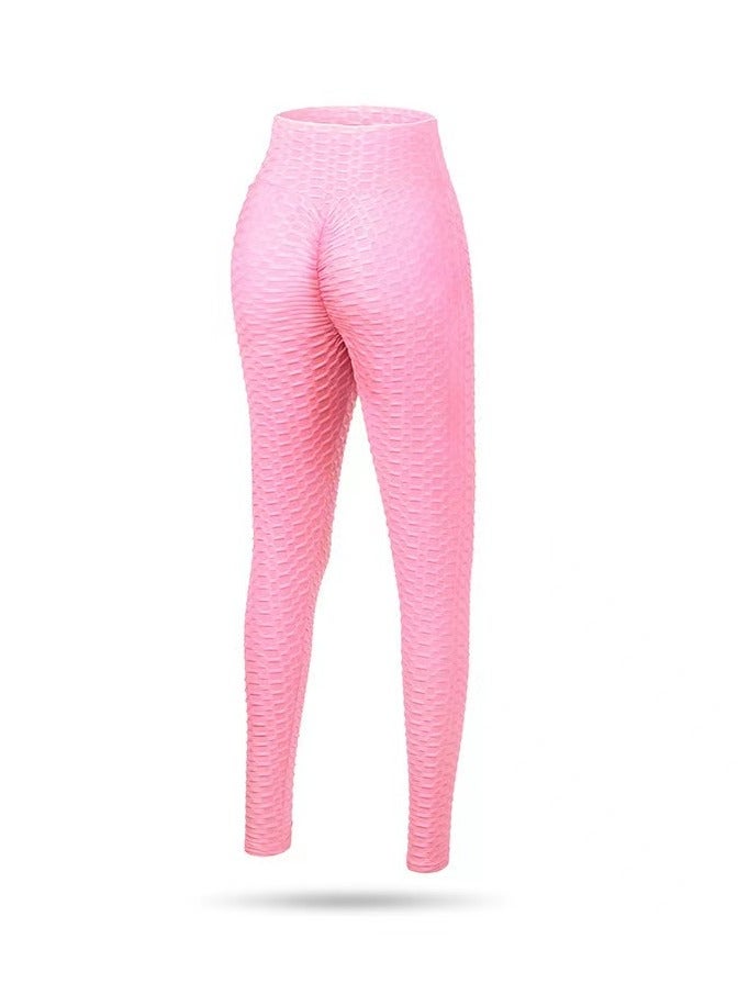 Loquat Women's Fashion High Waist Tight Exercise Fitness Jacquard Bubble Yoga Sweatpants 