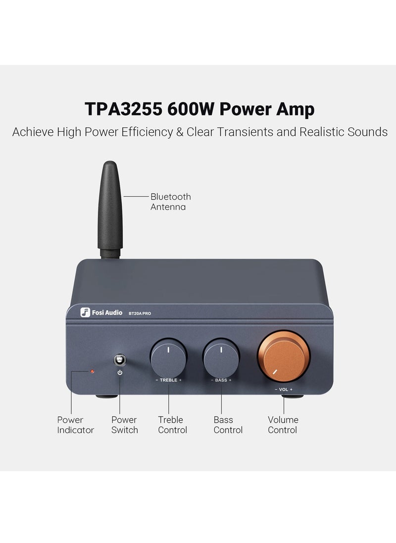 Generic BT20A Pro TPA3255 Bluetooth Sound Power Amplifier, Bass Treble 300W*2 Mini HiFi Stereo Class-D Amplifier, for Home Theater  - Image 2
