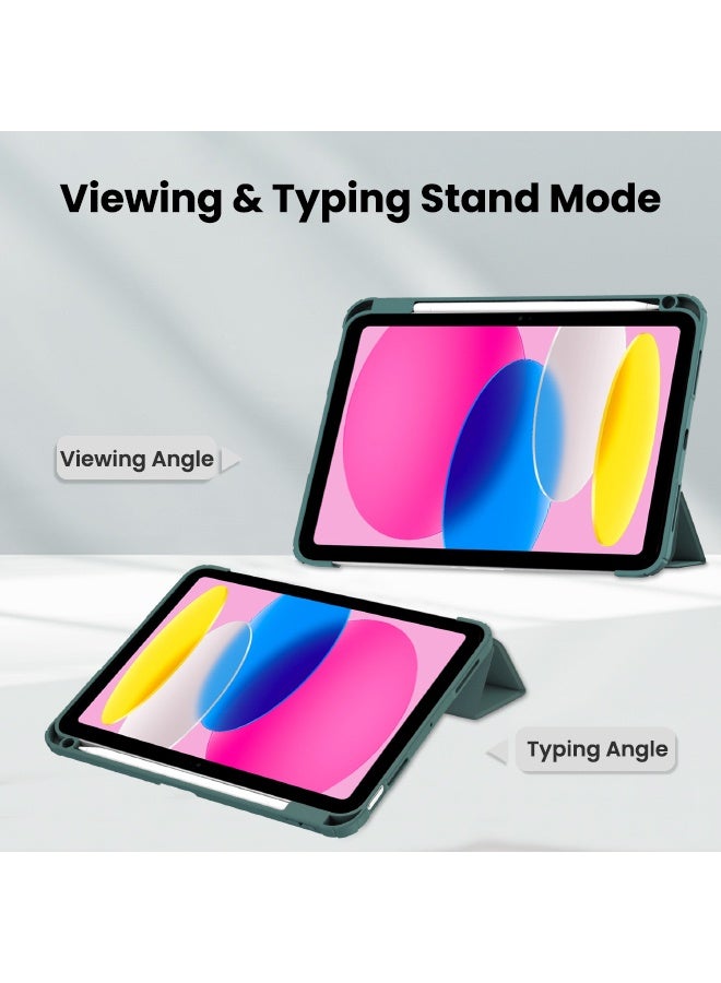 SPFYEAH Hybrid Slim Cover for iPad (A16) 11th Generation 11 inch (2025) / iPad 10th Generation 10.9 inch (2022), with Trifold Stand, Pencil Holder, Auto Wake Sleep, Clear Acrylic Back Shockproof Case, Green - Image 4