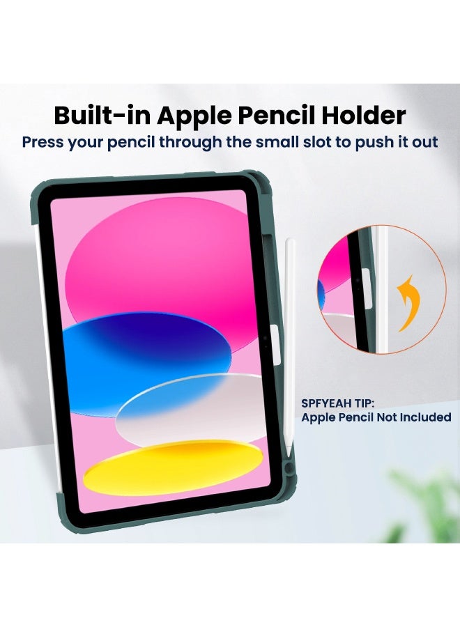 SPFYEAH Hybrid Slim Cover for iPad (A16) 11th Generation 11 inch (2025) / iPad 10th Generation 10.9 inch (2022), with Trifold Stand, Pencil Holder, Auto Wake Sleep, Clear Acrylic Back Shockproof Case, Green - Image 5