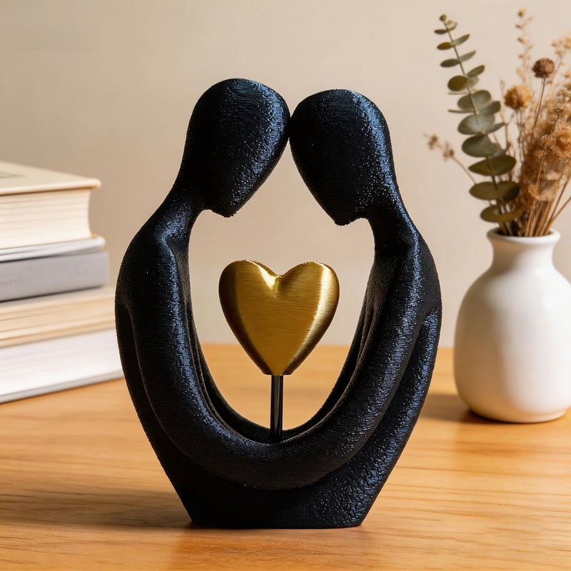 White Heart Couple Statue Abstract Nordic Table Ornament Plastic Sculpture Home Living Room Office Shelf Decoration - Image 5