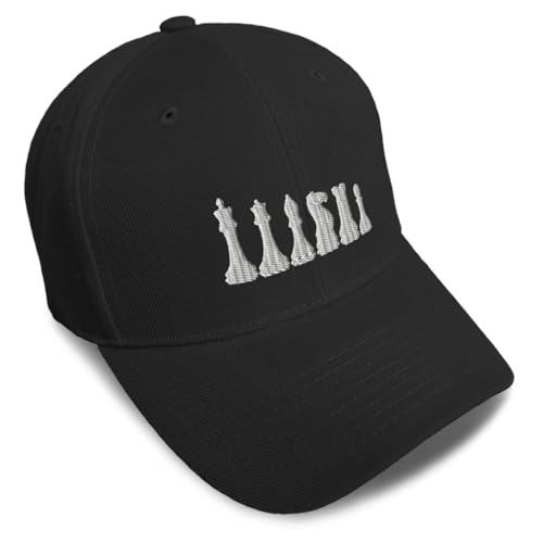 Speedy Pros Custom Baseball Cap Chess Set White Embroidery Chess Acrylic Dad Hats for Men & Women Black Design Only - Image 1