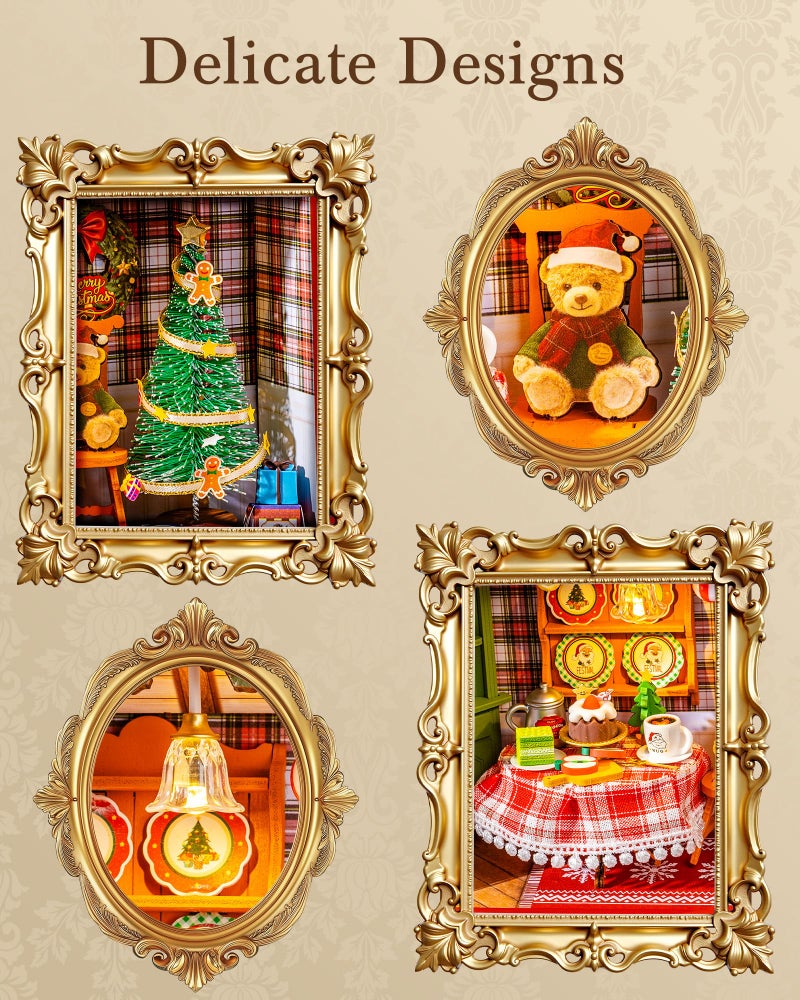 Rolife DIY Miniature House Kit, Mini Wooden Dollhouse Kit for Adults to Build, 3D Shadow Box Frame Home Wall Hanging Decor Diorama Kit, for Girls Women Teens-Christmas Eve Party - Image 4