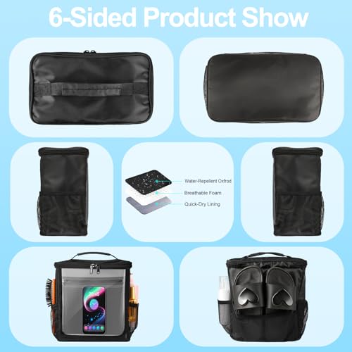 Kebrela Hanging Shower Caddy Portable, Travel Toiletry Bag for Men & Women, Large Capacity with Hook,Dorm Room Essentials With Waterproof Phone Compartment, for Bathroom, Picnic, Gym, Travel(Black) - Image 5