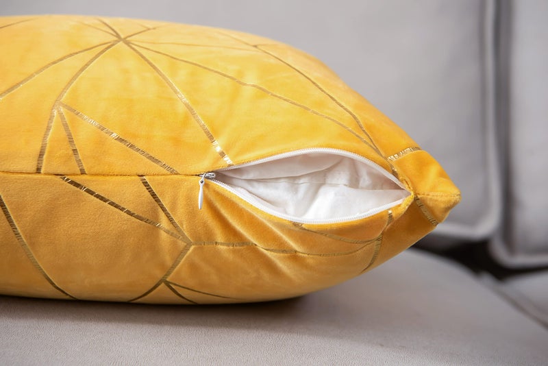 YONGLIU YONGLIU Pack of 2 Cushion Cases Throw Pillow Covers Modern Shining Gilding Geometric Pattern (Lemon Yellow  18X18 )  - Image 5