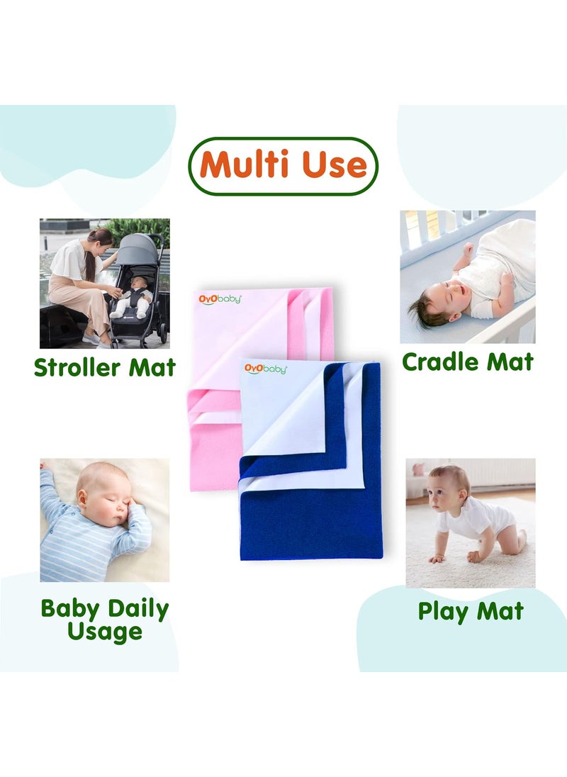 OYO BABY - OYO BABY Instadry Anti-Piling Fleece Extra Absorbent Quick Dry Sheet for baby, Baby Bed Protector, Waterproof baby sheet, Small size 70x50cm, Pack of 2, Ivory, Microfleece - Image 1