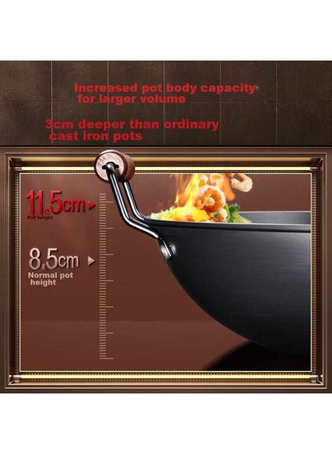 SSGP San Si Steel Double-handled Iron Wok, Large Stir-fry Pan, Non-coated, For Gas Stove, Round Bottom, Pre-seasoned, Commercial And Home Use, 36cm, 27531 - Image 5