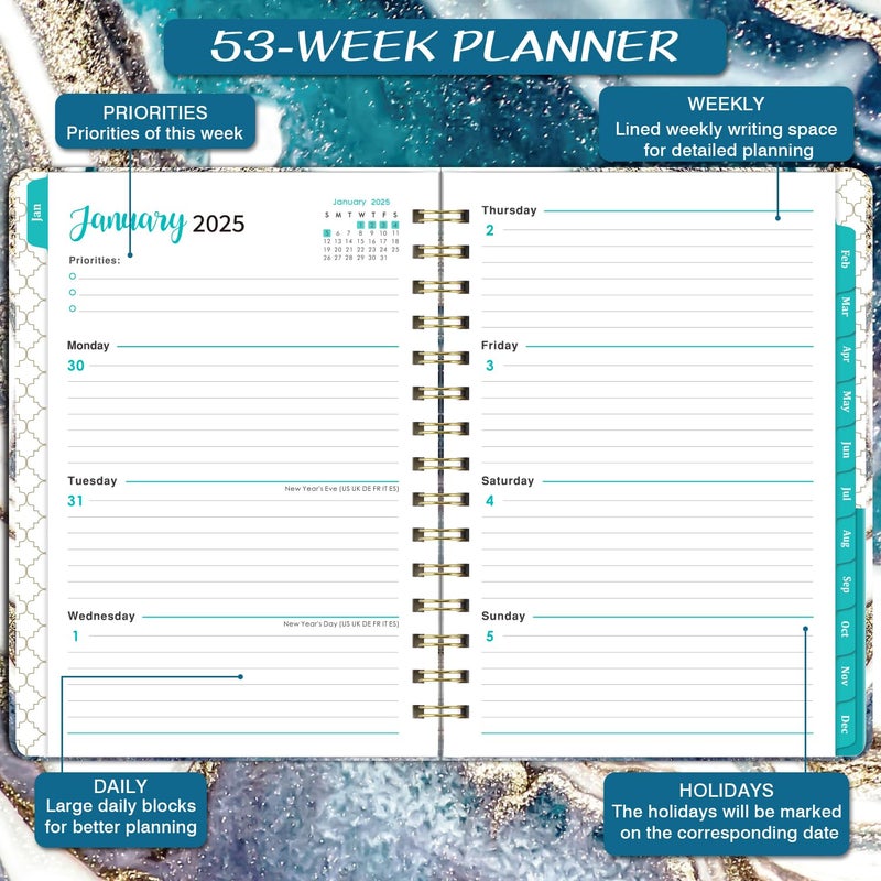 Coboll 2025 Planner - Calendar Planner 2025 from January 2025 to December 2025, Weekly Monthly Planner 2025 with Inner Pocket, Tabs, 6.4'' x 8.5'' - Image 3