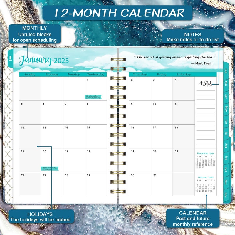 Coboll 2025 Planner - Calendar Planner 2025 from January 2025 to December 2025, Weekly Monthly Planner 2025 with Inner Pocket, Tabs, 6.4'' x 8.5'' - Image 4