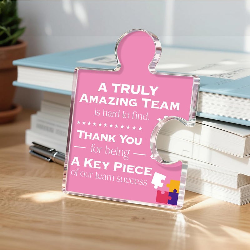 Yigaue Teams Thank You Appreciation Gifts for Women, Teamwork Gift Best Team Ever Gifts for Coworkers Colleagues Employees, a Truly Amazing Team Is Hard to Find Acrylic Puzzle Piece Plaque Office Decor - Image 4