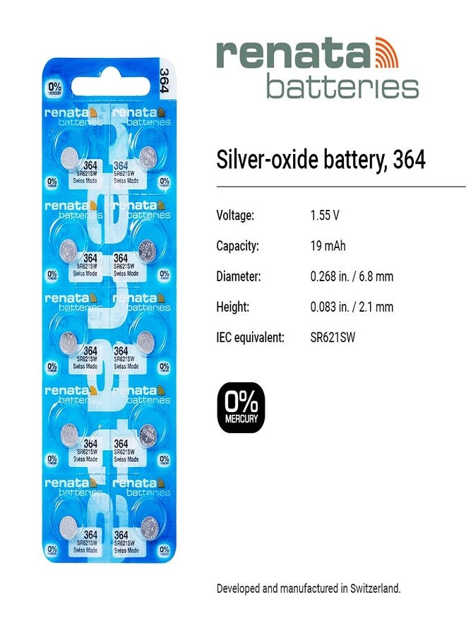 Renata Watch Batteries 364 SR621SW -10Pcs - Image 2