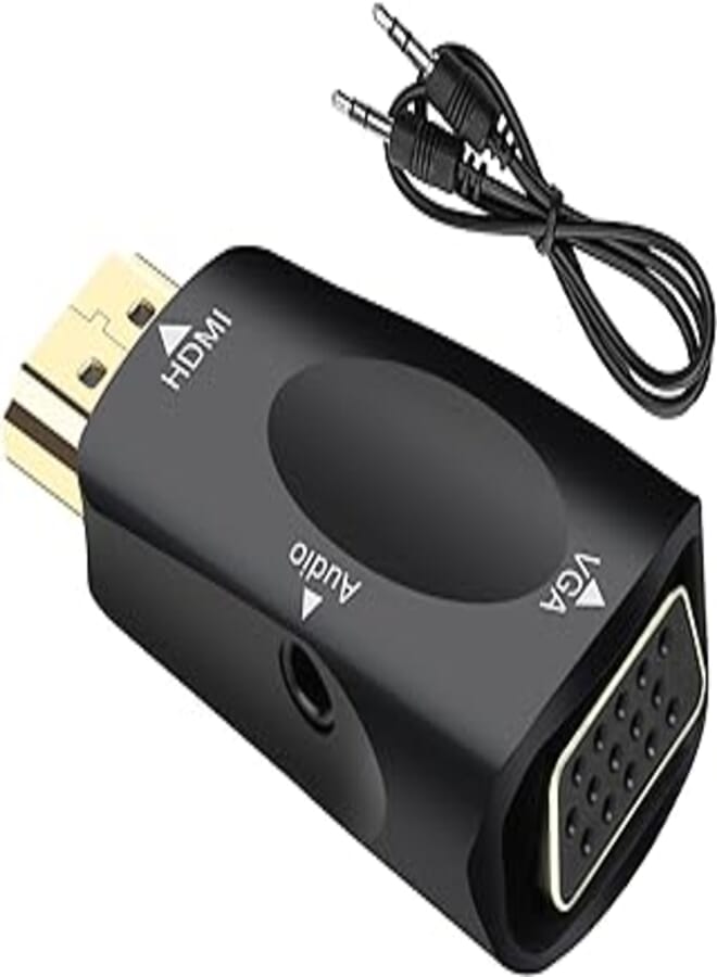HDMI to VGA Adapter, Seminer Male Female with 3.5 mm Audio Jack Cable Compatible Monitor/Laptop/Computer/PC/Projector/HDTV/Chromebook/Xbox and More (Black), HDMIMale-VGA Female