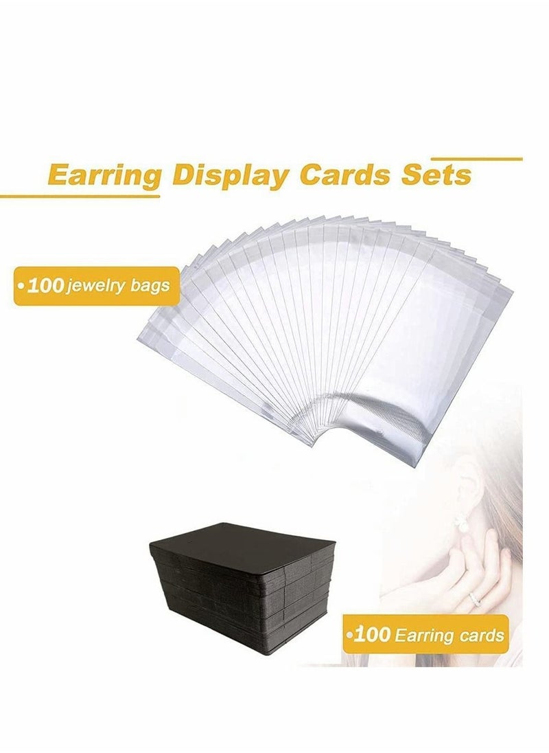 Y&D - Earring Holder Cards, Display Cards set for Earrings Necklace Jewelry and Packaging, 100 Pcs Self- Sealing Bags - Image 1