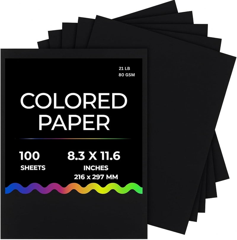 AL FAKHAMA Black Multipurpose Paper - A4 Size, 100 Sheets, 80 GSM - Image 1