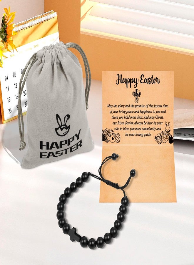 Partyprops Easter Basket Stuffers for Boys Teens Men, Black Easter Bracelet Cross Bracelet First Communion Baptism Confirmation Christian Easter Gifts for Son Daughter Teenager Girls Adults Men - Image 4
