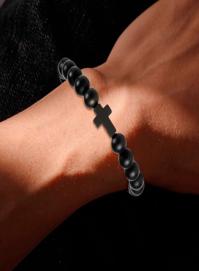Partyprops Easter Basket Stuffers for Boys Teens Men, Black Easter Bracelet Cross Bracelet First Communion Baptism Confirmation Christian Easter Gifts for Son Daughter Teenager Girls Adults Men - Image 5