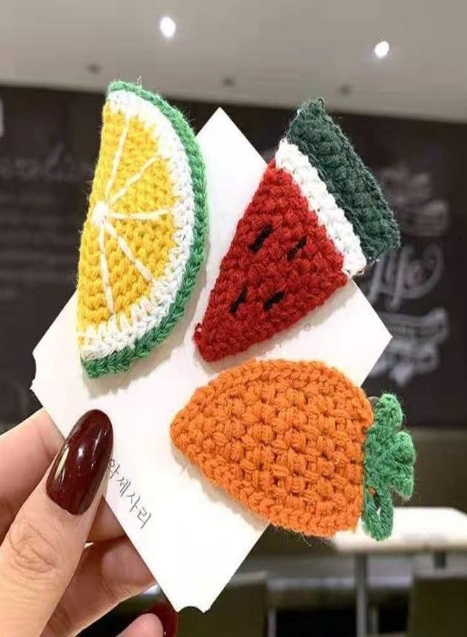 Aeyistry 6 Pcs Hair Clips Woolen knitting Fruit Colorful Cute Clips For Kid Girls Accessories - Image 2