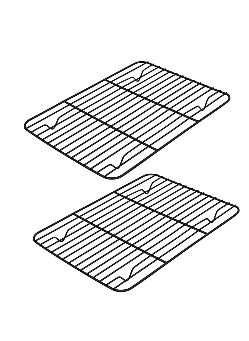 E-far - Small Baking Wire Rack Set of 2, E-far Non-stick Rack for Toaster Oven Cooking Roasting Broiling Grilling Meat Bacon, 8.7” x 6.2” Metal Bakeable Cooling Rack for Cookie Cake - Easy to Clean - Image 1