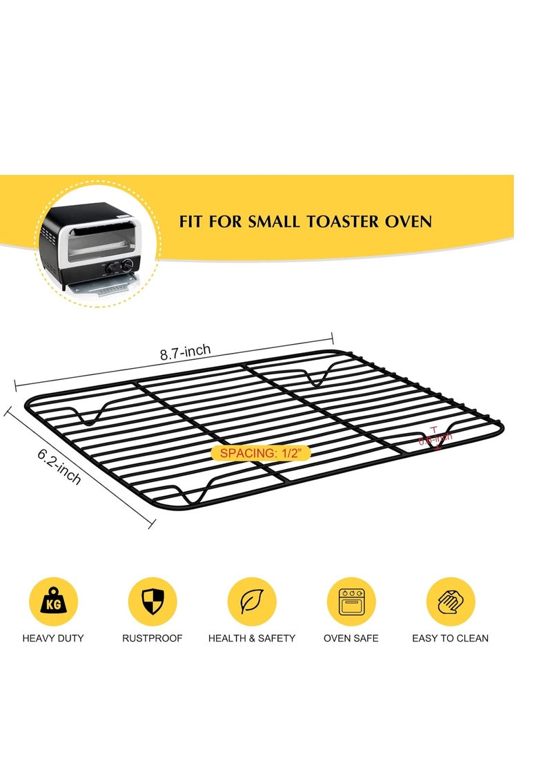 E-far - Small Baking Wire Rack Set of 2, E-far Non-stick Rack for Toaster Oven Cooking Roasting Broiling Grilling Meat Bacon, 8.7” x 6.2” Metal Bakeable Cooling Rack for Cookie Cake - Easy to Clean - Image 1