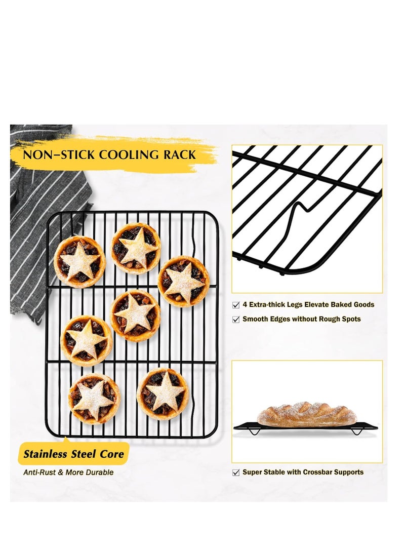 E-far - Small Baking Wire Rack Set of 2, E-far Non-stick Rack for Toaster Oven Cooking Roasting Broiling Grilling Meat Bacon, 8.7” x 6.2” Metal Bakeable Cooling Rack for Cookie Cake - Easy to Clean - Image 1
