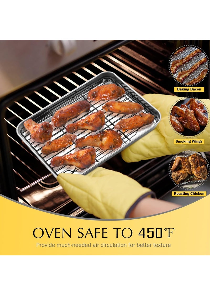 E-far - Small Baking Wire Rack Set of 2, E-far Non-stick Rack for Toaster Oven Cooking Roasting Broiling Grilling Meat Bacon, 8.7” x 6.2” Metal Bakeable Cooling Rack for Cookie Cake - Easy to Clean - Image 1