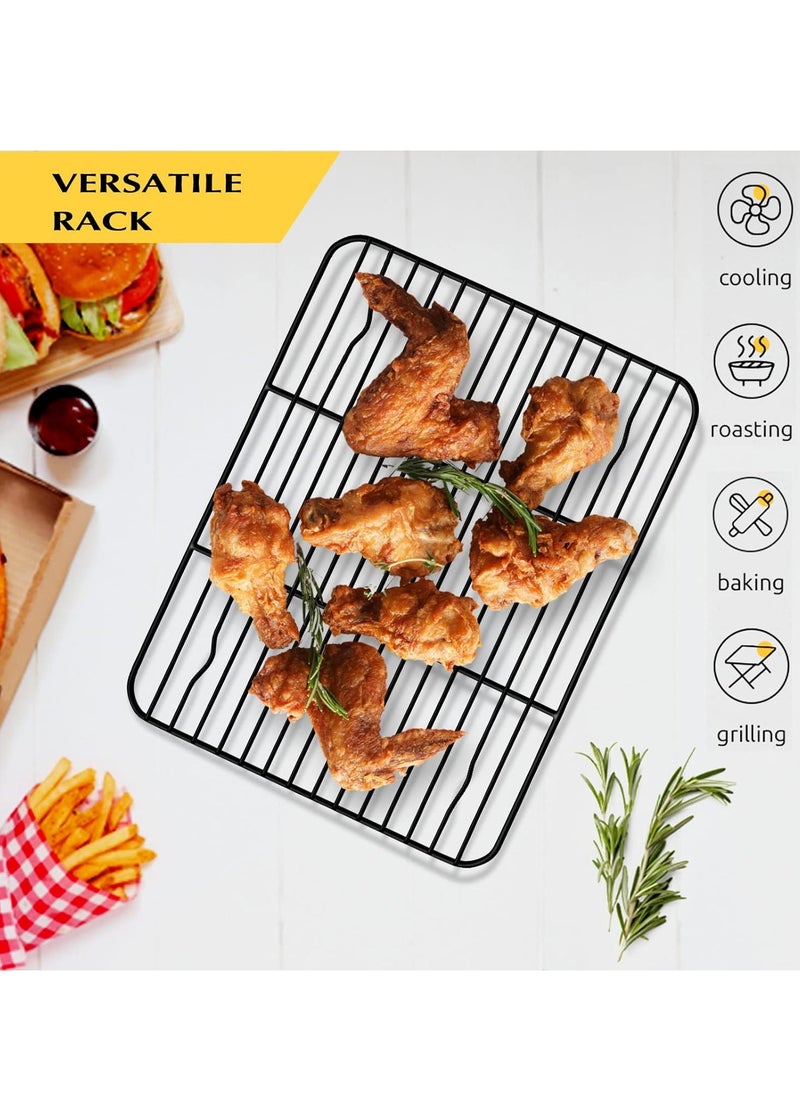 E-far - Small Baking Wire Rack Set of 2, E-far Non-stick Rack for Toaster Oven Cooking Roasting Broiling Grilling Meat Bacon, 8.7” x 6.2” Metal Bakeable Cooling Rack for Cookie Cake - Easy to Clean - Image 1