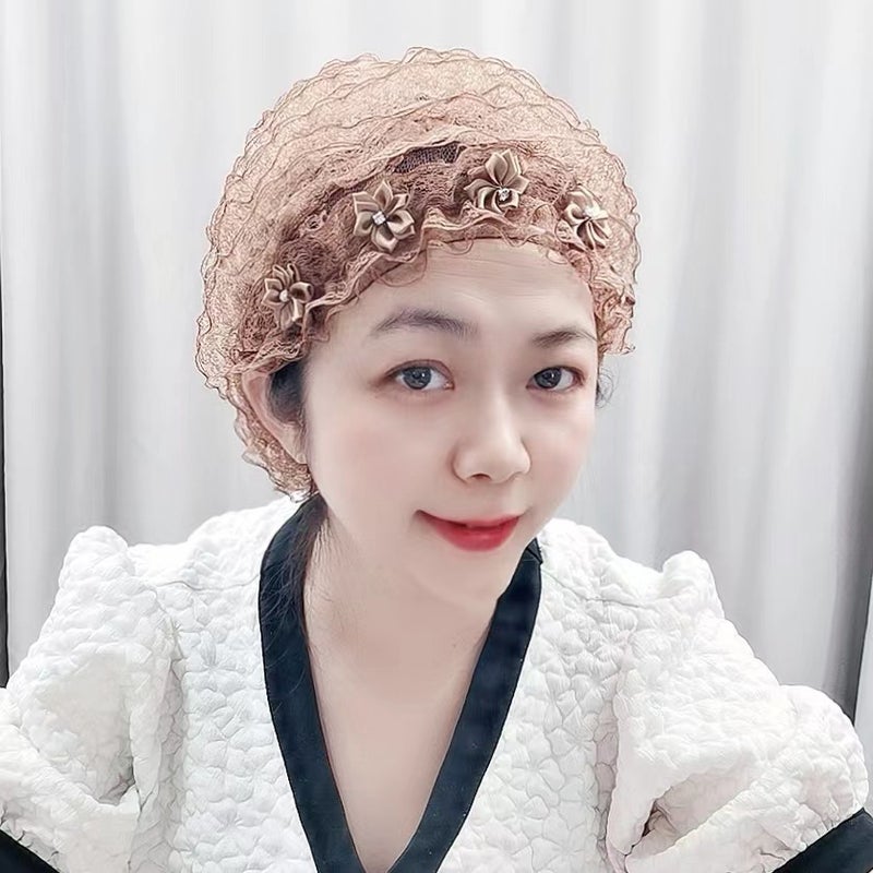 Summer Breathable Lace Fluffy Wig Cap for White Hair, Versatile Head Cover, Lightweight  Sunshade - Image 1
