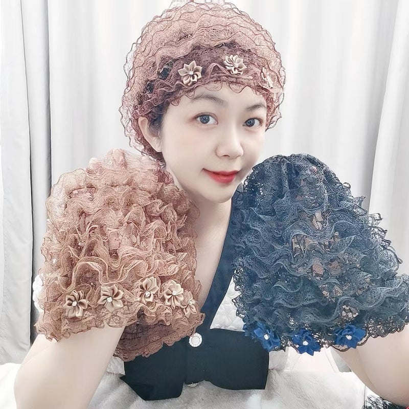 Summer Breathable Lace Fluffy Wig Cap for White Hair, Versatile Head Cover, Lightweight  Sunshade - Image 3
