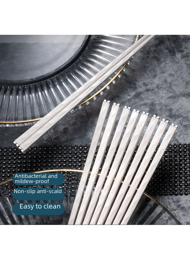 Generic - Youshengmeidi Double Ten Hui Simple White Alloy Chopsticks 2023 Model Home Use Community Group Purchase Live Broadcast-Color:Silver And White Republic Of China Wind 1 Pair - Image 1